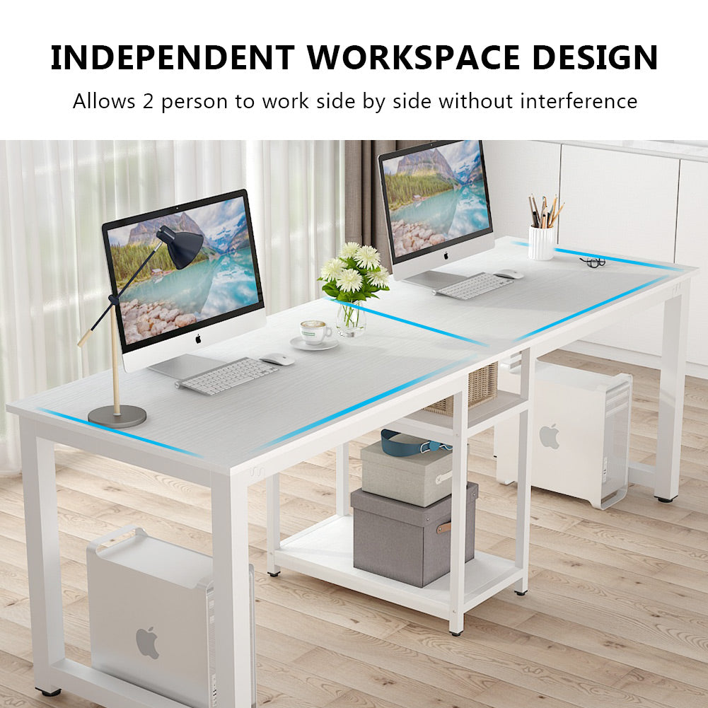 78" Two Person Desk with Shelves